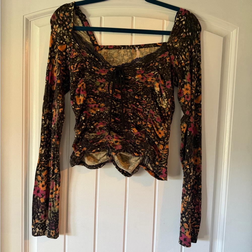 free people layer it on me ruched crop top